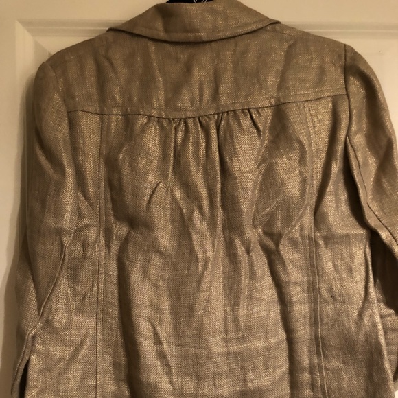 NWT Michael Kors 100% linen peplum jacket w/ gold - Picture 3 of 5